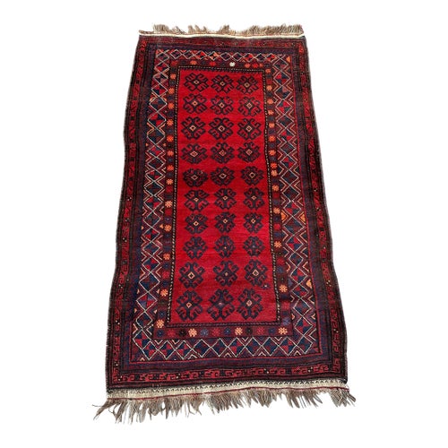 Vintage Afghan Baluch Tribal Soft Wool Rug