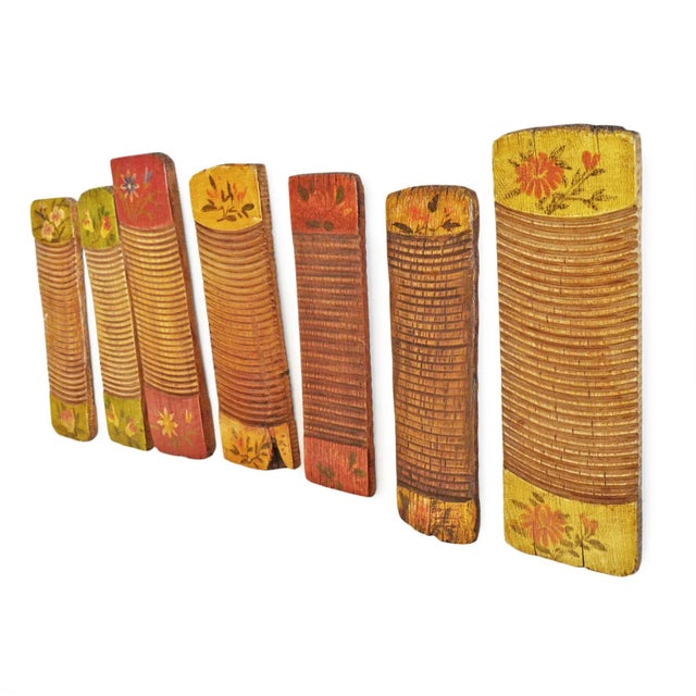 Vintage Painted Chinese Carved Wood Rustic Washboard For Sale - Image 4 of 8