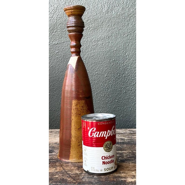 Vintage Handcrafted Studio Pottery Bottle For Sale In West Palm - Image 6 of 13