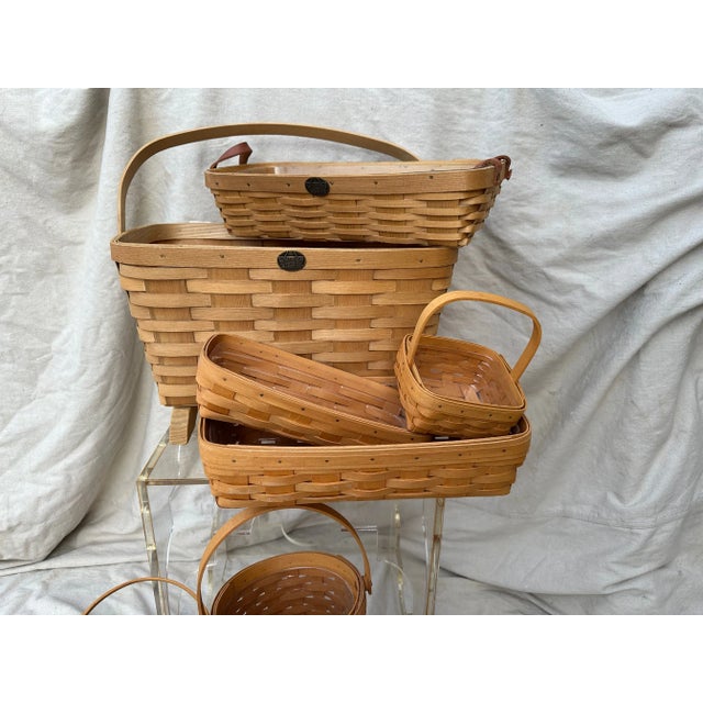 1990s Vintage Lot of 9 Peterboro/Longaberger Handwoven Baskets For Sale - Image 5 of 5