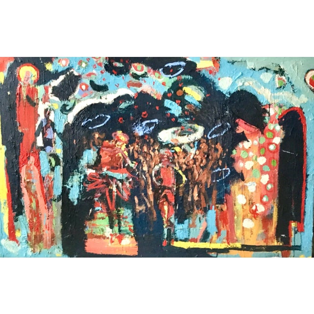 Abstract Expressionism Paul Wadsworth Rajasthan Brass Band. Contemporary Abstract Expressionist Oil Painting 2020 For Sale - Image 3 of 3