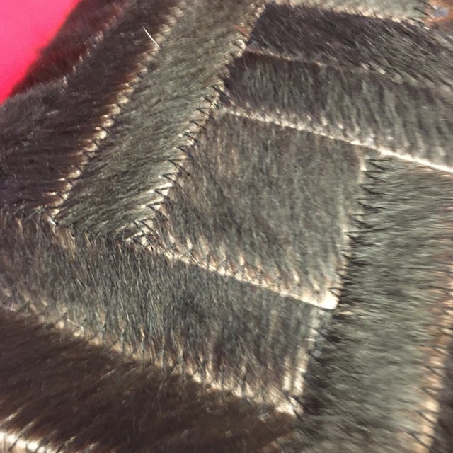 Brown Natural Cowhide Geometric Handmade Pillow For Sale - Image 4 of 9