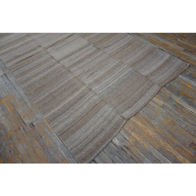 1920s Cream Ivory Stripe Antique Kilim Nw Persian Rug Flatweave 5'10" X 10'10" Wool Carpet For Sale - Image 4 of 10