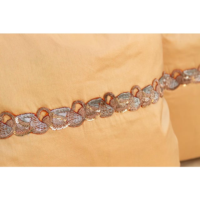 1990s Pair of Gold Zardozi Pillows For Sale - Image 5 of 8