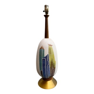 Large Mid-Century Modern Ceramic Art Table Lamp For Sale