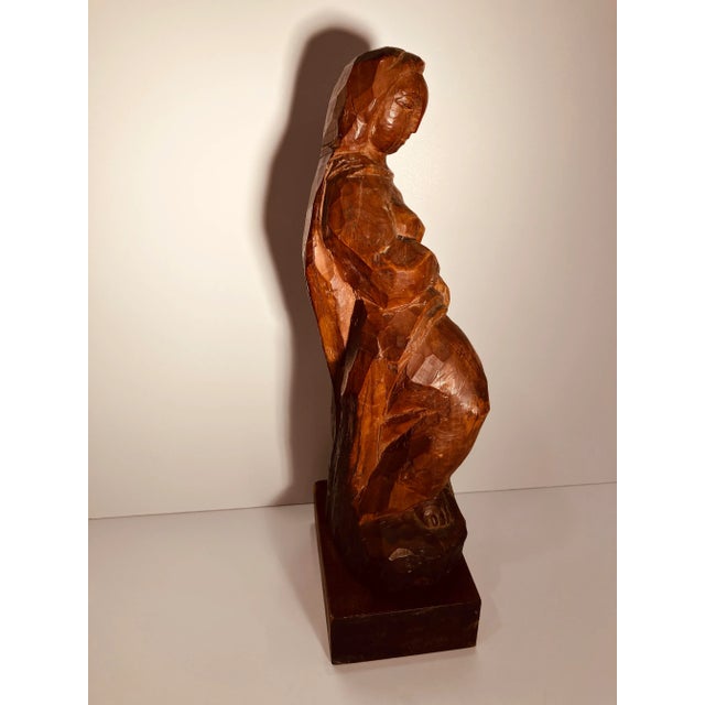 Figurative 1940s Female Wooden Sculpture Signed Jose De Creeft For Sale - Image 3 of 7