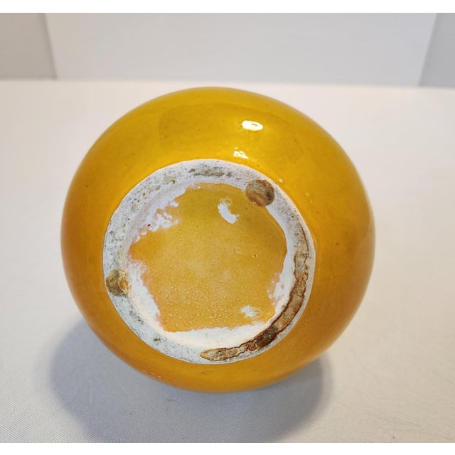 1970s Mid-Century Modern Harvest Gold Drip Glaze Ceramic Handled Pitcher Ewer - 7" For Sale - Image 5 of 7