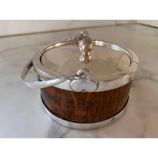 Coffee Late 18th Century Victorian Solid English Oak Butter Dish Nickel Silver Circa 1890's For Sale - Image 8 of 18