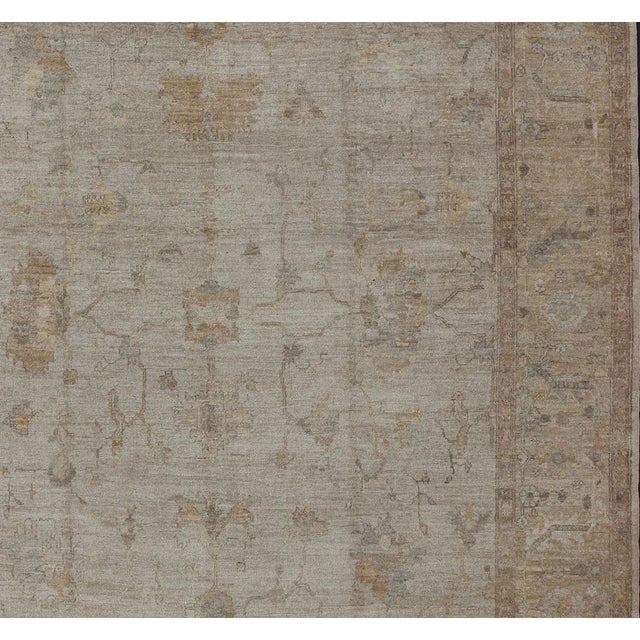 Angora Turkish Oushak Large Rug With All-Over Design in Light Neutral Colors For Sale - Image 10 of 13