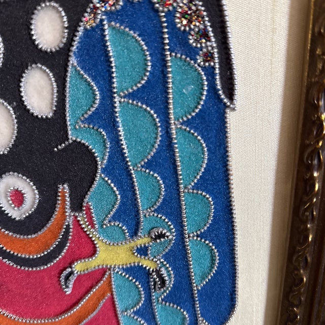 Folk Art Amazing Fun Colorful Folk Art Piece of Bird Art, Zipper and Sand Art by Artist Hazel Sprinkle For Sale - Image 3 of 8