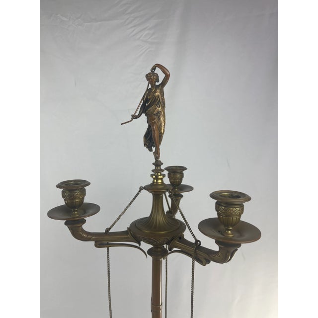 Metal Antique Circa 1890 Ferdinand Barbedienne Foundry French Bronze Pair Candelabras For Sale - Image 7 of 10