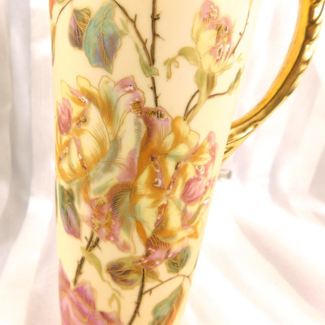 1930s Royal Rudolstadt Cream Porcelain Pitcher With Purple Flowers For Sale In San Francisco - Image 6 of 12