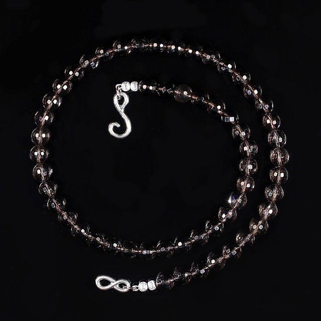 Ajd 24 Inch Faceted Smoky Quartz Necklace For Sale - Image 4 of 5