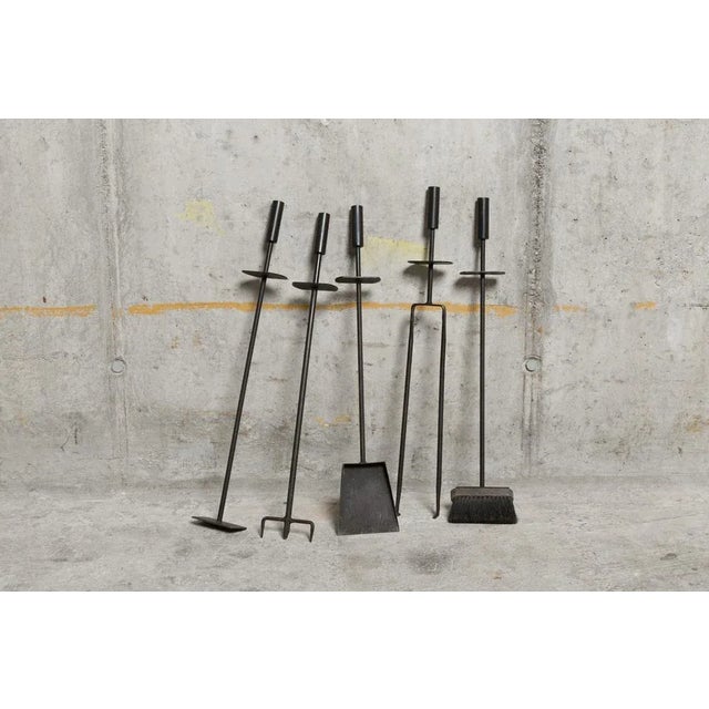 Black Fireplace Tools by Jürg Bally, 1960s, Set of 5 For Sale - Image 8 of 13