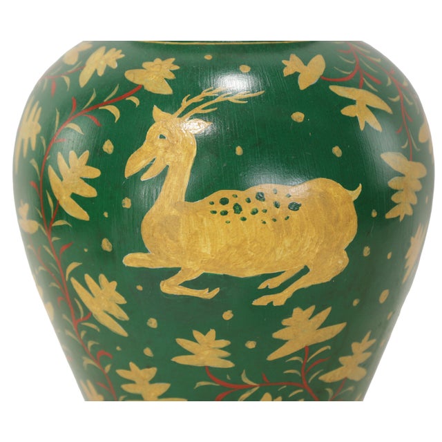 Green Vintage Brunschwig & Fils Hand-Painted Green Ceramic Pig Table Lamps - Pair For Sale - Image 8 of 11
