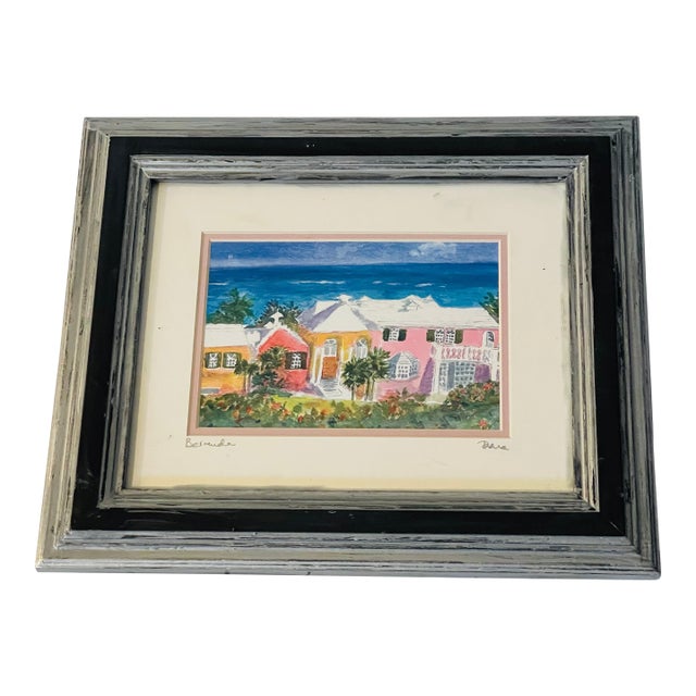 Vintage Original Art Bermuda Watercolor Signed For Sale
