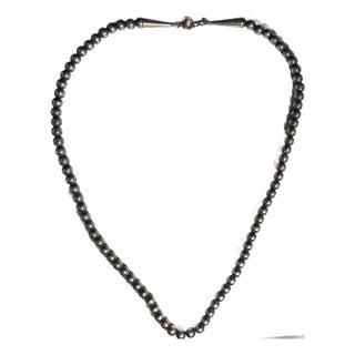 Late 20th Century Sterling Silver 6.9mm Navajo Pearl Beaded Necklace 22in Long For Sale