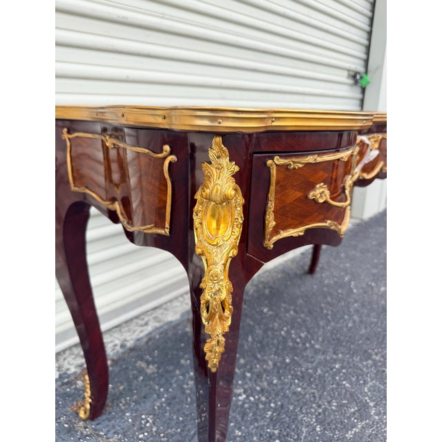 1960s 1960s French Louis XV Rococo Bureau Plat Writing Desk For Sale - Image 5 of 10