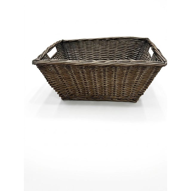 Vintage French antique market find, handwoven wicker large classic baker’s baguette basket.