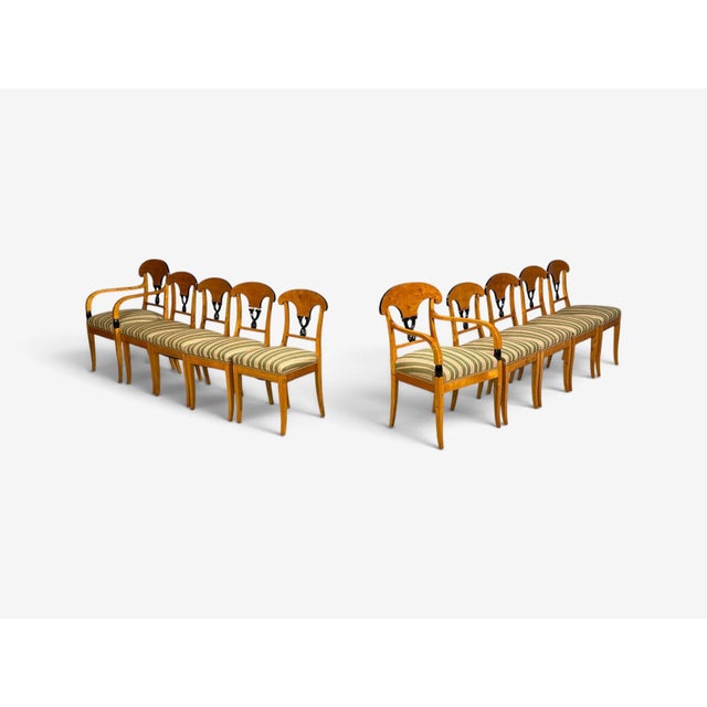 Late 20th Century Neoclassical, Ten Dining Chairs, Ebonized Wood, Beech, Austria, 1970s For Sale - Image 5 of 15