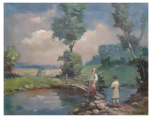 Voldemar Caune, Folk Story, 1950, Oil on Canvas