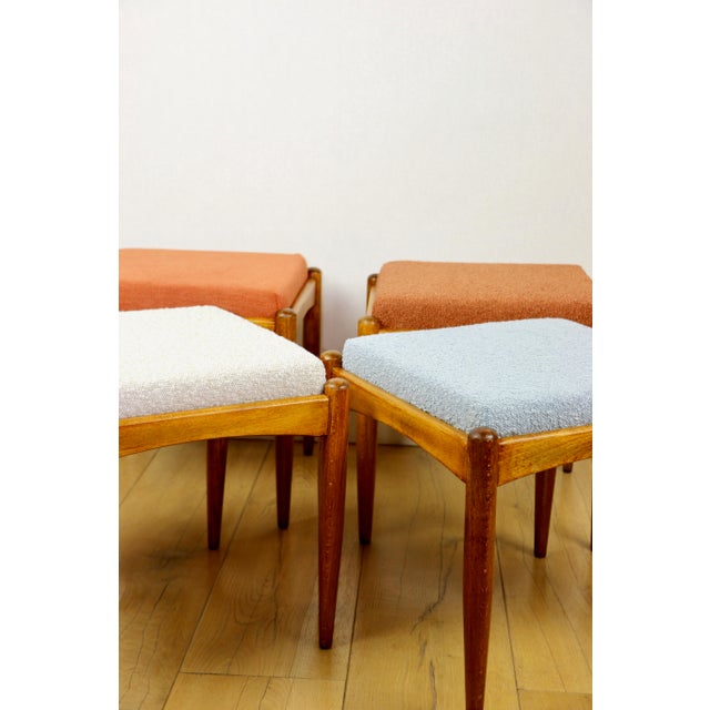 Stool with Orange Brick Boucle Seat by Edmund Homa, 1970s For Sale - Image 3 of 7
