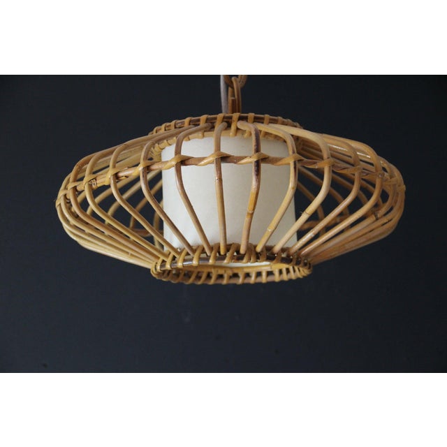 Flying Saucer Bamboo Pendant Light from Louis Sognot, 1950, Set of 2 For Sale - Image 13 of 18