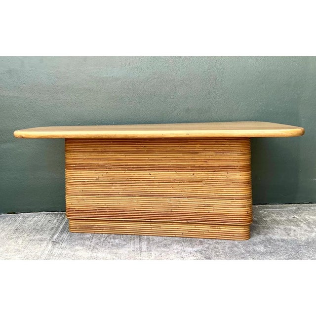 Late 20th Century Vintage Pencil Reed and Wood Surfboard Desk For Sale - Image 5 of 12