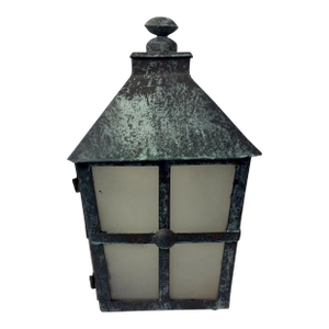 Vintage-Style Outdoor Candle Lantern With Verdigris Patina