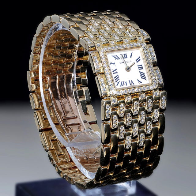 Cartier Panthère Ruban Wg3009ta Factory Diamond 18k Gold Full Set Watch For Sale - Image 12 of 18