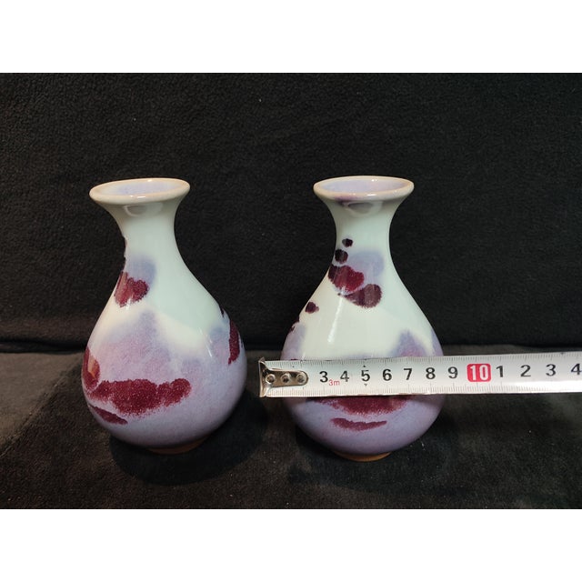 1920s A Pari of Chinese Ceramic Vase,Jun Ware Transmutation Glaze Porcelain Yuhuchun Vase For Sale - Image 11 of 11