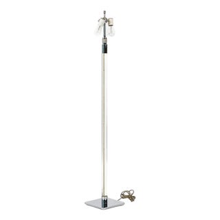 Vintage Mid Century Glass Column & Chrome Floor Lamp by Hansen, 1970s For Sale