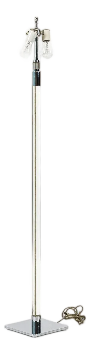 Vintage Mid Century Glass Column & Chrome Floor Lamp by Hansen, 1970s