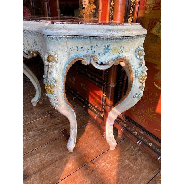 Blue 19th C. Venetian Painted White and Blue Console For Sale - Image 8 of 13