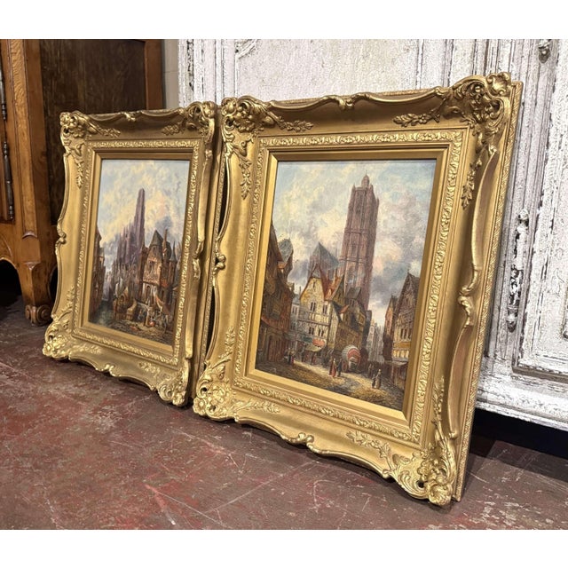 French Pair of Early 20th Century French Views by British Artist Alfred Bentley For Sale - Image 3 of 18