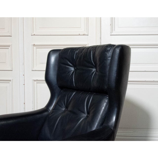 Black Vintage Black Leather Swivel Chair by H.W. Klein for Bramin Møbler, 1970s For Sale - Image 8 of 14