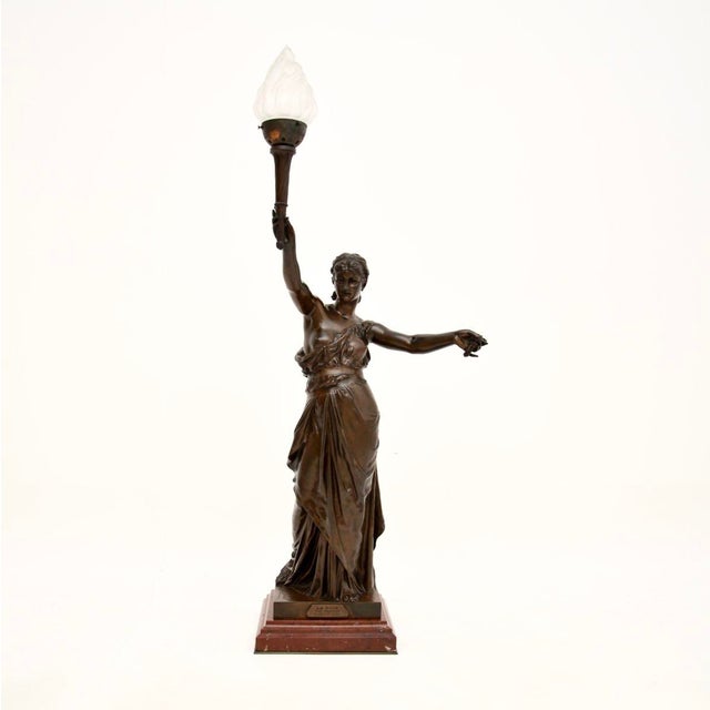 Antique French Bronze Lamp by Jean-Jules Cambos, 1880 For Sale - Image 17 of 17