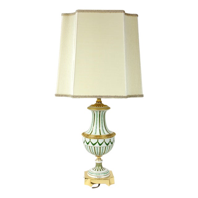 Vintage Porcelain and Brass Table Lamp by Giulia Mangani, 1950s For Sale