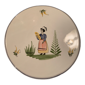 Vintage Hand Painted French Faience Wall Plaque or Trivet
