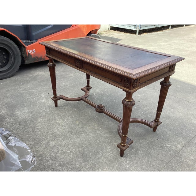French Louis XVI-Style Bureau Plat Desk For Sale - Image 4 of 13