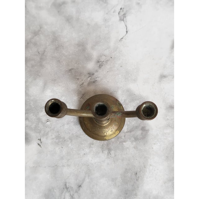 American 1980s Miniature Brass 3-Arm Candelabra Dollhouse Furniture For Sale - Image 3 of 9