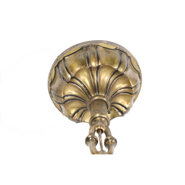 Early Electric Brass and Glass Two Arm Light Fixture C. 1900/20's For Sale - Image 14 of 18
