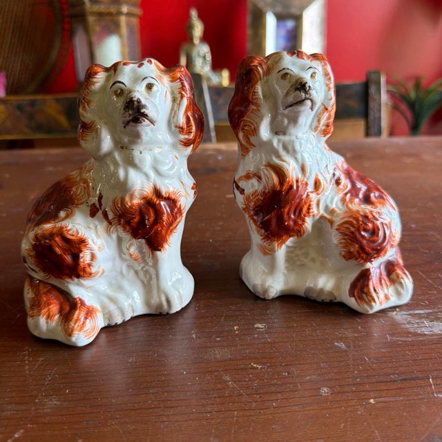 A Charming Pair of Antique Staffordshire Spaniel Dogs, Circa 1880 For Sale - Image 4 of 12
