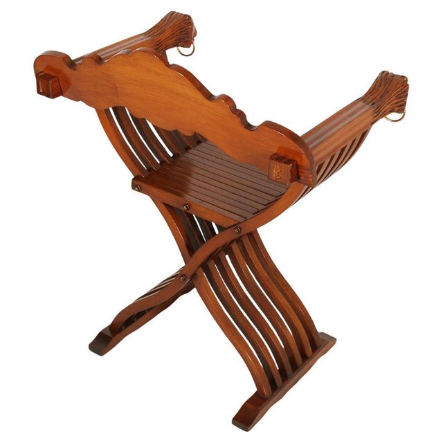 1930s Savonarola Armchair in Carved Walnut, 1930s For Sale - Image 5 of 7