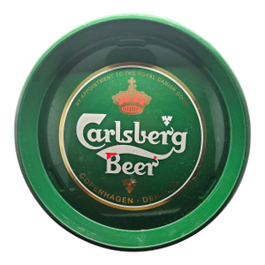 Vintage Green Metal Carlsberg Beer Serving Tray