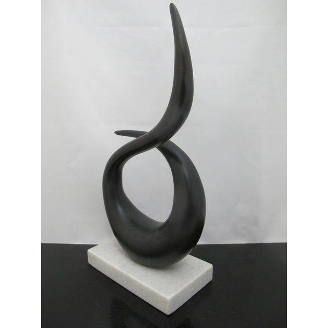 Late 20th Century Interlude Home Modernist Twist Metal Sculpture on Marble Base For Sale - Image 5 of 11