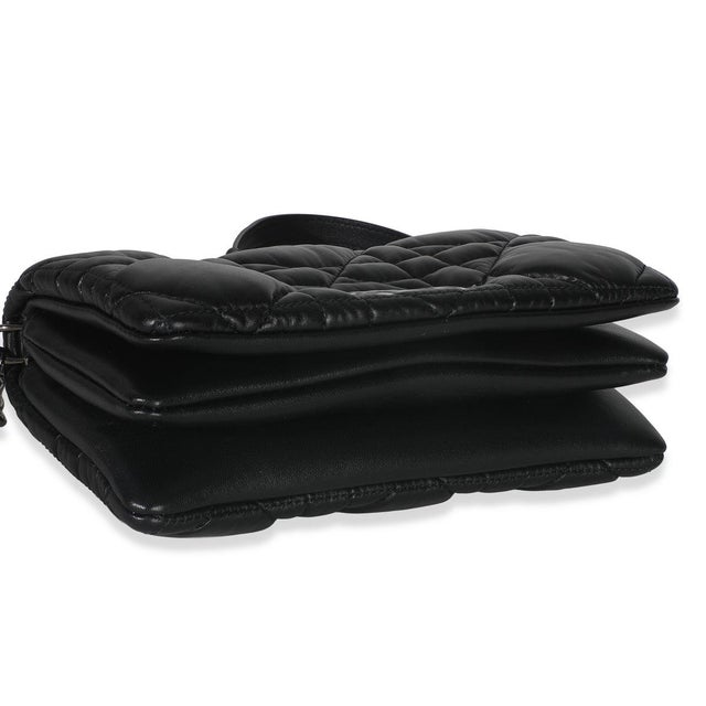 Black Puffy Calfskin Macrocannage Mini Caro Bag For Sale In New York - Image 6 of 9