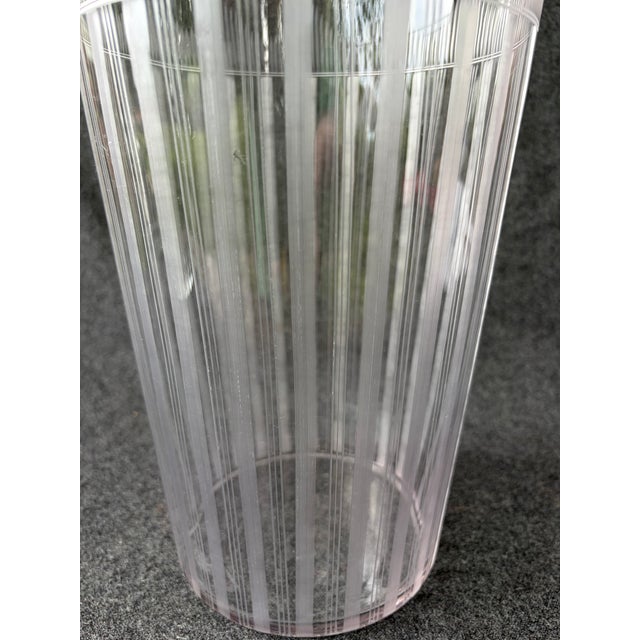 Large Vintage Clear Etched Crystal Vase For Sale - Image 4 of 18