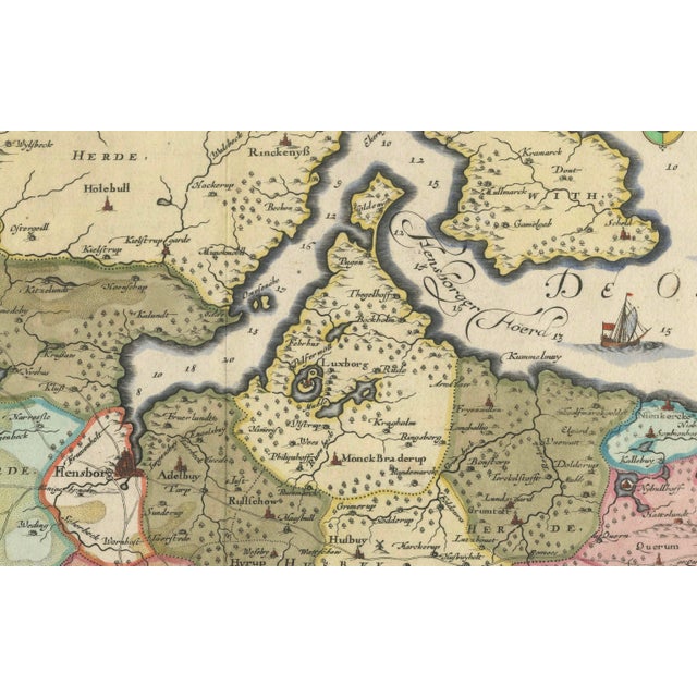 17th Century Cartographic Depiction of Flensburg and Surrounding Territories, 1648 For Sale - Image 5 of 8