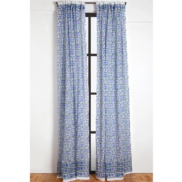 Not Yet Made - Made To Order Aria 45" X 96" Lavender & Blue Curtain For Sale - Image 5 of 5